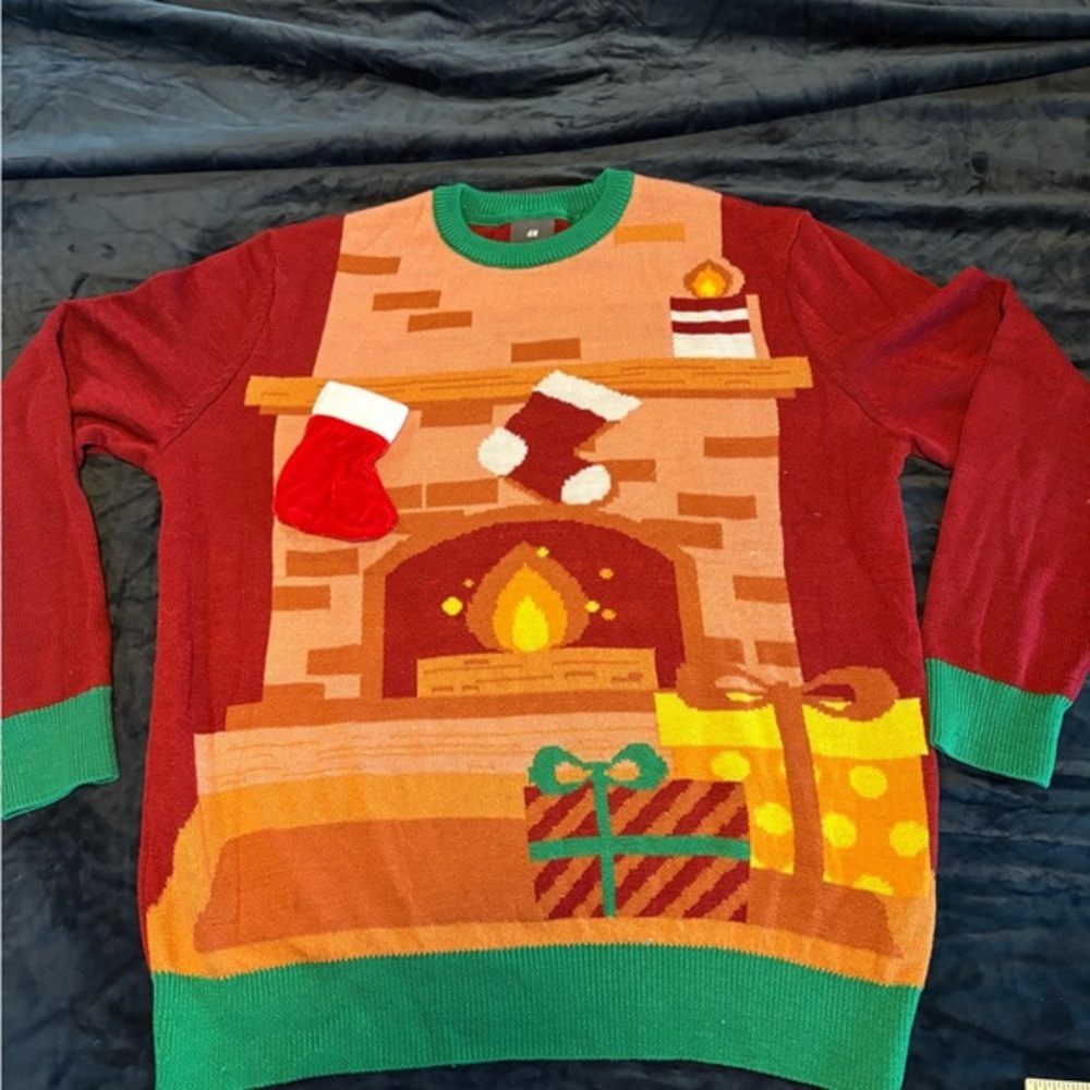 H&M Red and Green Holiday Knit Sweater